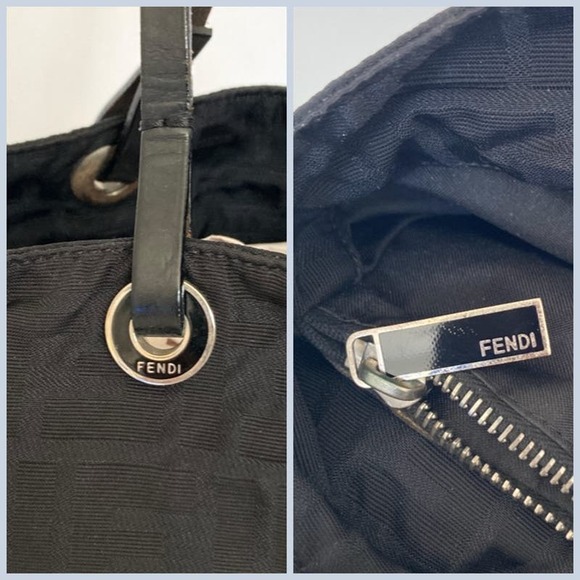 FENDI Mini Tote Bag Black on Black Zucca Canvas - Picture 11 of 16